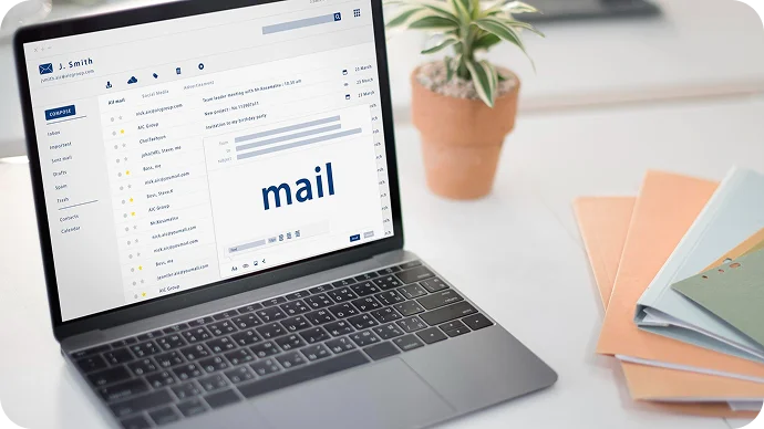 Email and laptop on desk