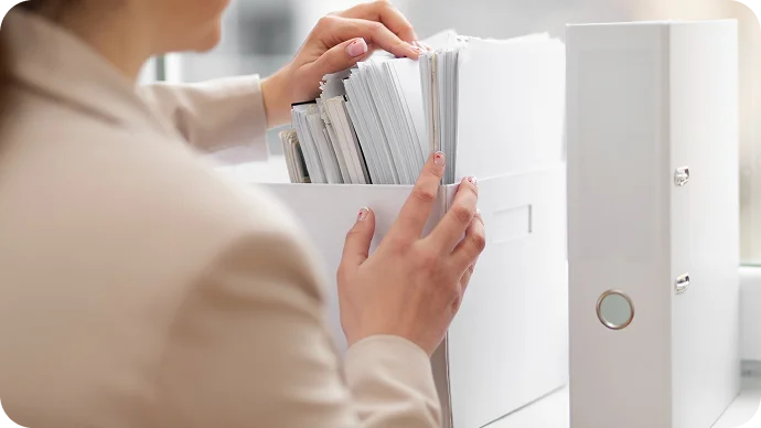 Person organising documents